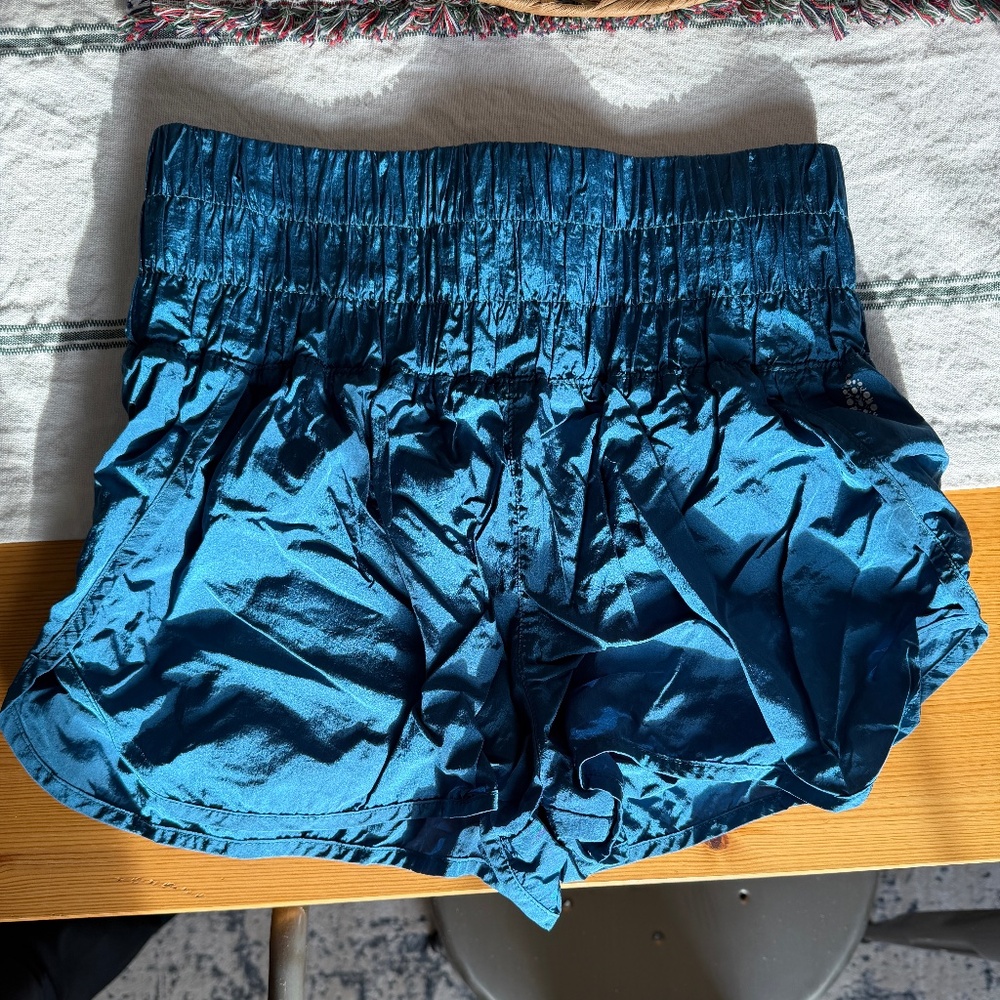FP Movement by Free People Blue Metallic Athletic Shorts